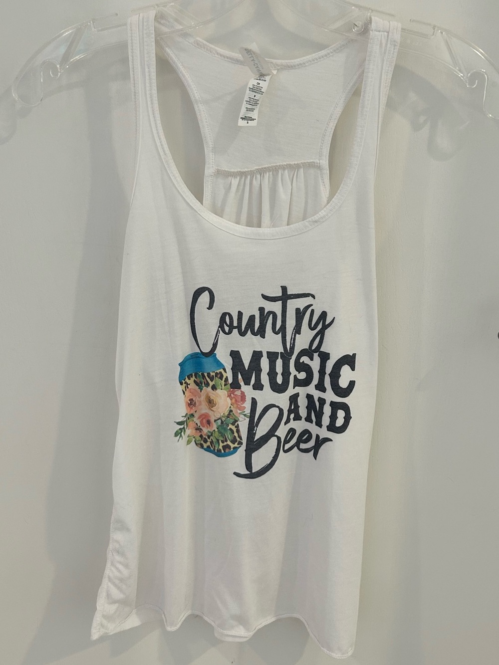 Bella Canvas White Racerback Tank with Floral Skull Graphic